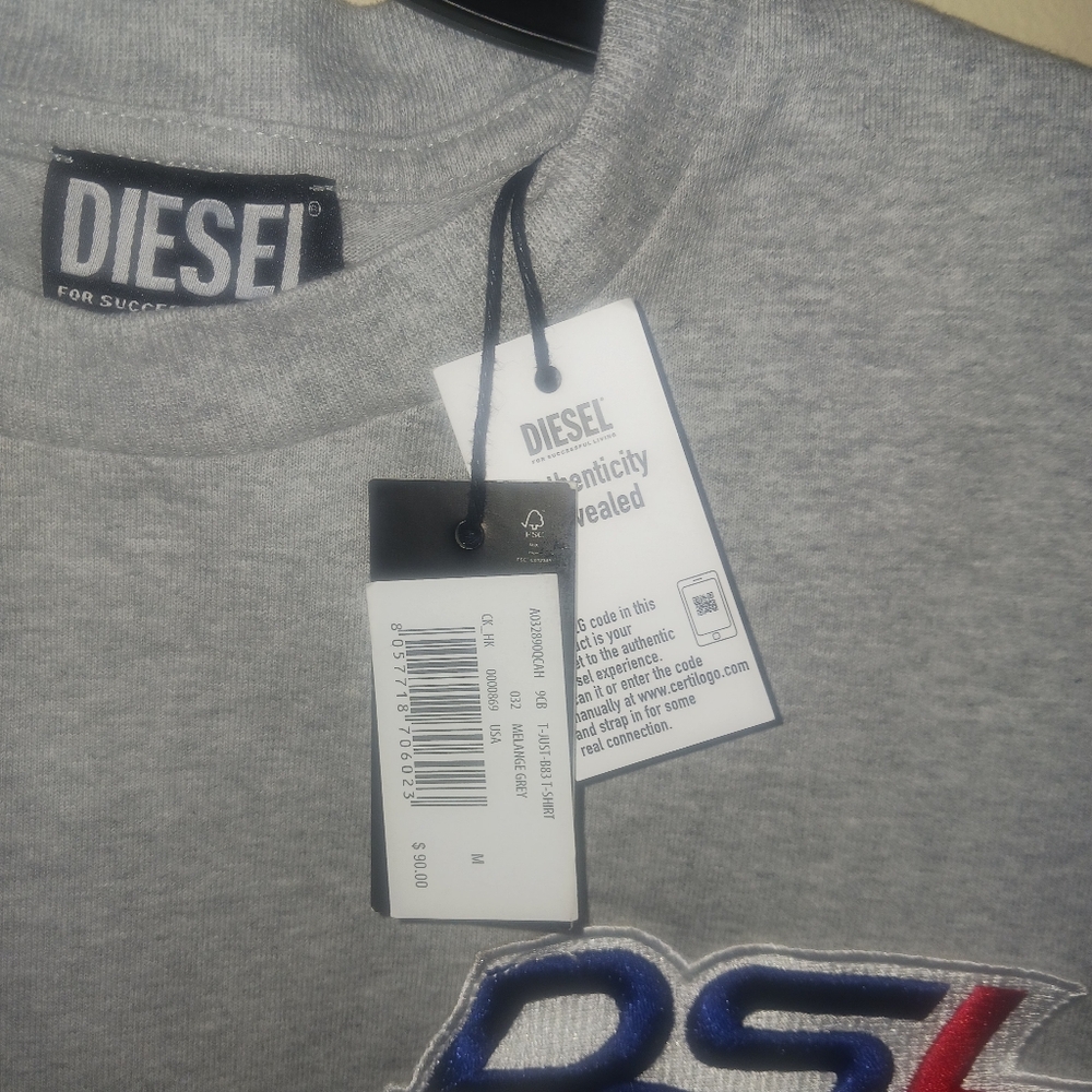 Diesel Gray Tee with Embroidered Logo